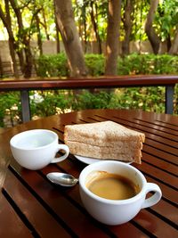Coffee cup on table