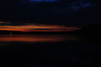 Scenic view of lake against sky at sunset