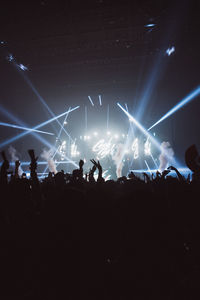 Firework display at night