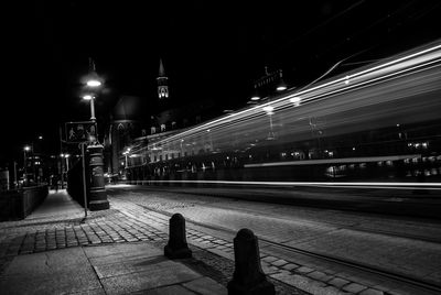 Illuminated tramway at night