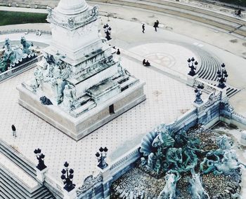 High angle view of statue in city