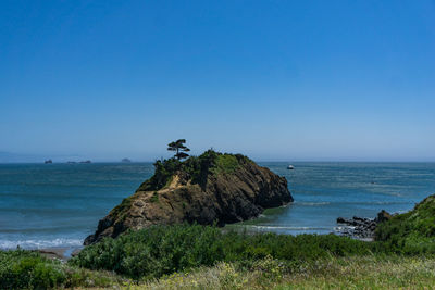 Scenic view of sea against clear sky