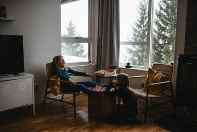 Girls playing chess