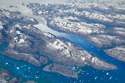 High angle view of snowcapped mountain