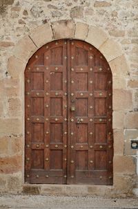 Closed door of old building