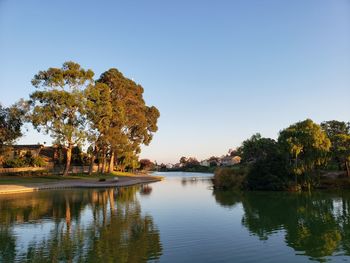 Scenic view of lake against sky during autumn