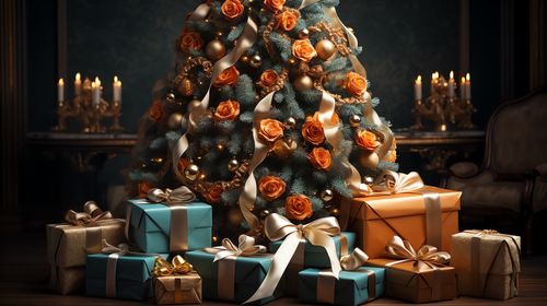 Christmas decorations on table