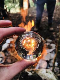 Close-up of hand holding ball