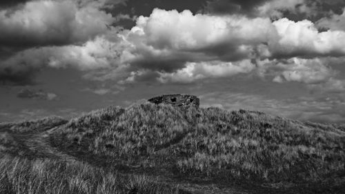 Scenic view of landscape against cloudy sky