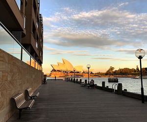 View of city at sunset