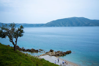 Scenic view of sea against clear sky