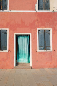 Closed door of building