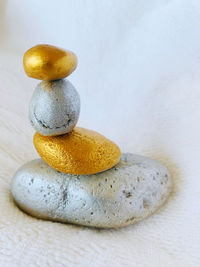 Close-up of stone on table