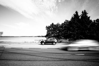 Person riding bicycle on road