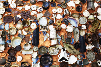 High angle view of broken kitchen utensils at home