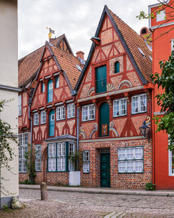 Beautiful colorful half-timbered buildings in lüneburg