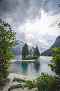 Scenic view of lake against sky