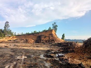 Scenic view of land against sky