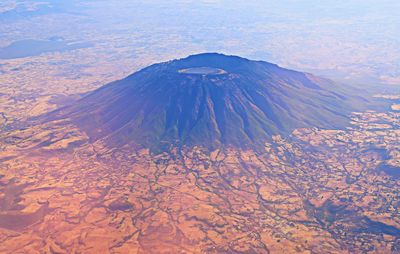 High angle view of volcano mountain