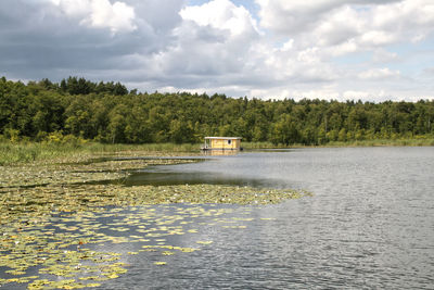 Scenic view of lake against sky