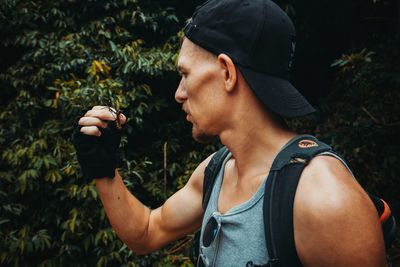 Young man looking away