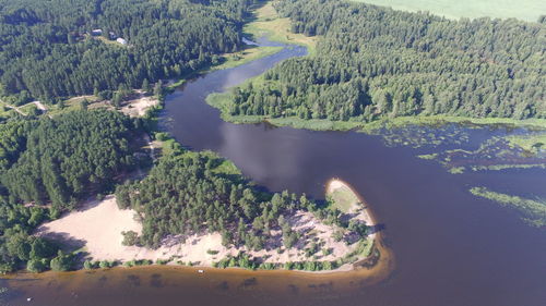 High angle view of boat in sea