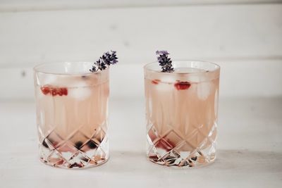 Close-up of wine glass on table