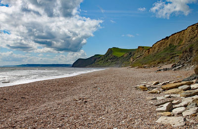 Scenic view of beach against sky