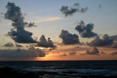 Scenic view of calm sea at sunset