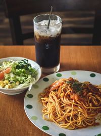 Close-up of food in plate on table