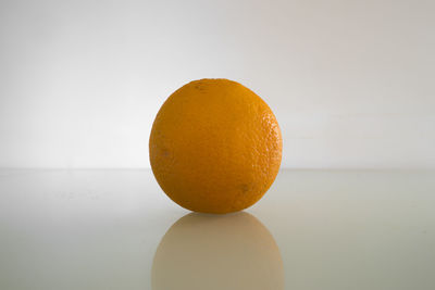 Close-up of orange fruit against white background