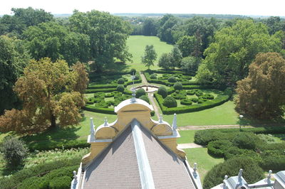 Panoramic view of temple and building against sky