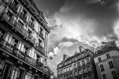 Low angle view of buildings against sky