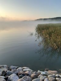 Scenic view of lake against sky