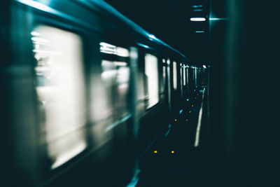 Blurred motion of subway train