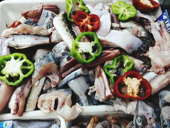 High angle view of fish on plate