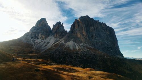 Scenic view of rocky mountains against sky