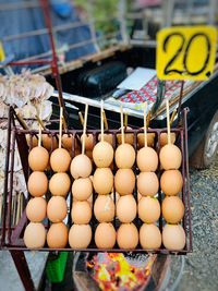 High angle view of food for sale at market stall
