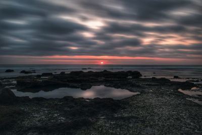 Scenic view of sea against cloudy sky