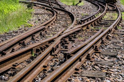 High angle view of railroad tracks