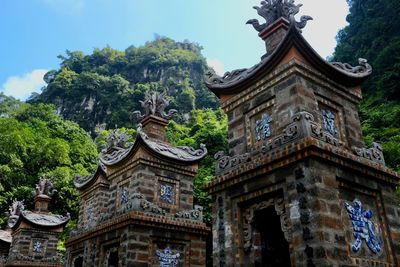 Low angle view of old building against sky