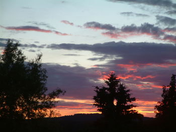 Silhouette trees against sky during sunset