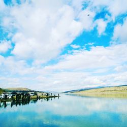 Scenic view of lake against sky