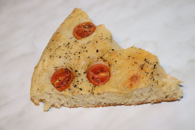 High angle view of bread on plate