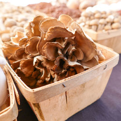 Close-up of bread on wood