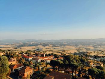 High angle view of townscape against sky