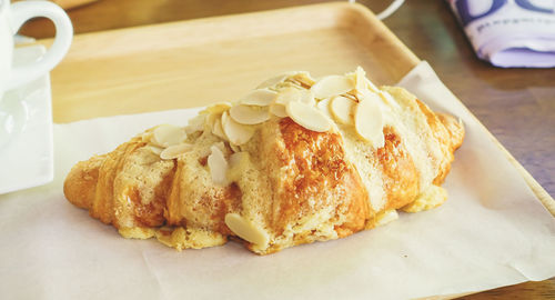 High angle view of breakfast on table