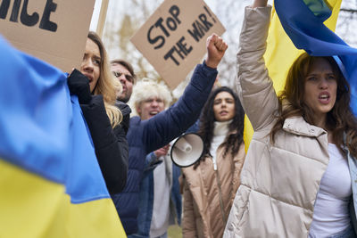 People protesting against war