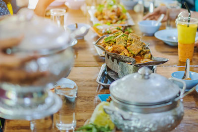 Close-up of tea served on table