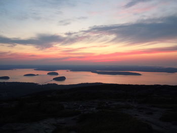 Scenic view of sea at sunset